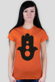 Ręka Fatimy Black. Prosty T-Shirt damski