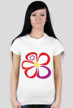 Hibiskus. Prosty T-Shirt damski