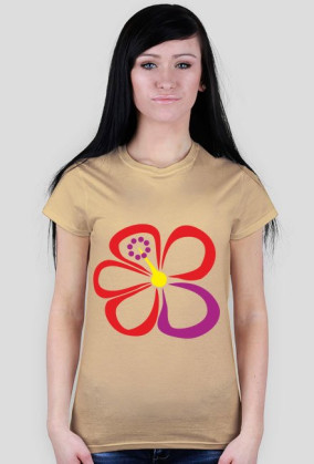Hibiskus. Prosty T-Shirt damski