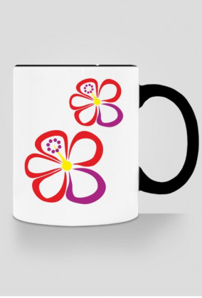 Hibiskusy. Kubek z kolorowym uchem