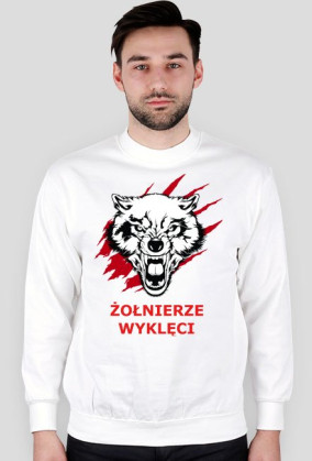 Bluza bez kaptura męska biała-Żołnierze Wyklęci