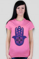 Ręka Fatimy Blue-Violet. Prosty T-Shirt damski