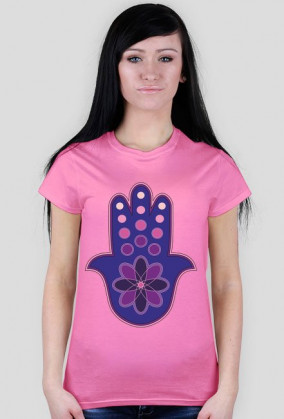 Ręka Fatimy Blue-Violet. Prosty T-Shirt damski