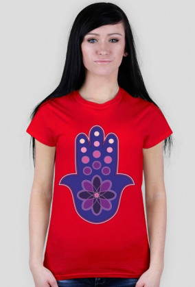 Ręka Fatimy Blue-Violet. Prosty T-Shirt damski
