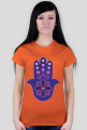 Ręka Fatimy Blue-Violet. Prosty T-Shirt damski