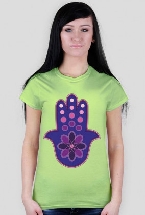 Ręka Fatimy Blue-Violet. Prosty T-Shirt damski