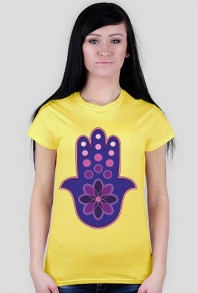 Ręka Fatimy Blue-Violet. Prosty T-Shirt damski