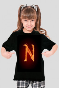 Bluzka dziewczęca czarna z płonącym N czyli NickRock!