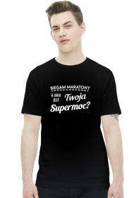 Koszulka biegacza (czarna) "Jaka jest Twoja supermoc?"