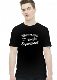 Koszulka biegacza (czarna) "Jaka jest Twoja supermoc?"