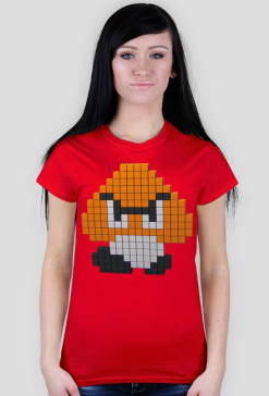Koszulka grzybek 8bit damska czerwona