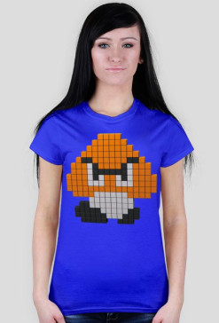 Koszulka grzybek 8bit damska niebieska