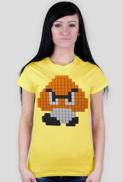 Koszulka grzybek 8bit damska żółta