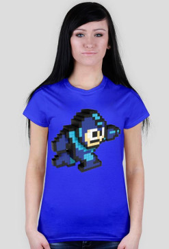 Koszulka robot 8bit damska niebieska