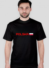 Koszulka męska dla kibica, nadruk: Polska + flaga