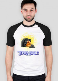 Biały t-Shirt  z czarnymi rękawami - TivoMusic