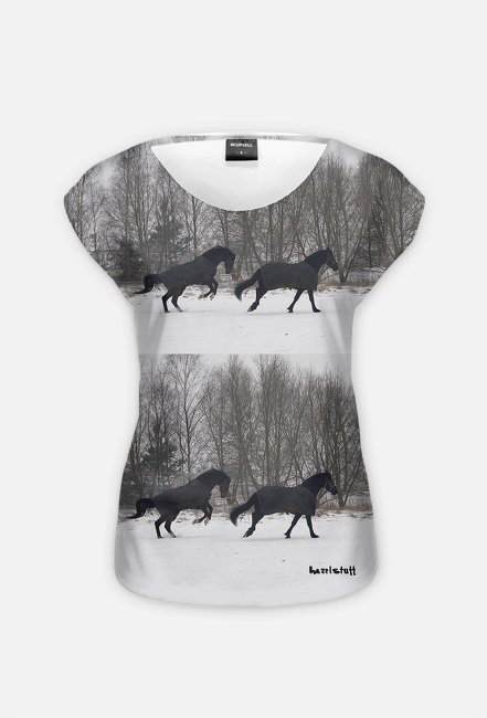Winter horses koszulka damska
