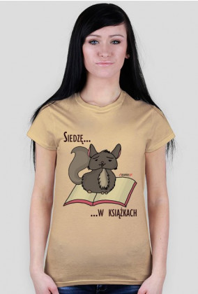 Koszulka damska Siedzę w książkach (szynszyla)