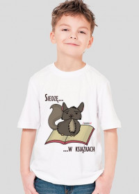 Koszulka chłopięca Siedzę w książkach (szynszyla)