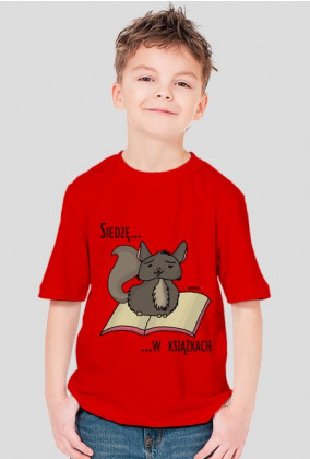 Koszulka chłopięca Siedzę w książkach (szynszyla)