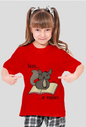 Koszulka dziewczęca Siedzę w książkach (szynszyla)