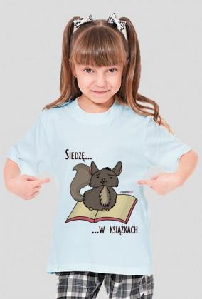 Koszulka dziewczęca Siedzę w książkach (szynszyla)