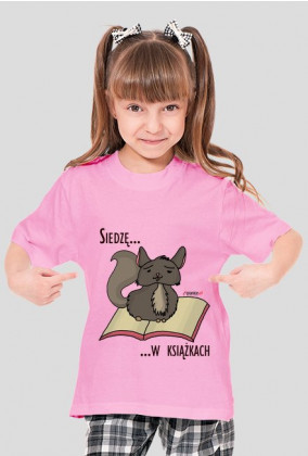 Koszulka dziewczęca Siedzę w książkach (szynszyla)