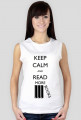 Koszulka damska bez rękawów (biała) Keep calm