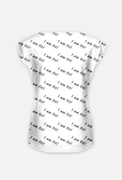 Koszulka full print "I am fit!" biała damska