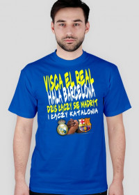 T-Shirt - Visca El Real, Hala Barcelona - Niebieski - Męski