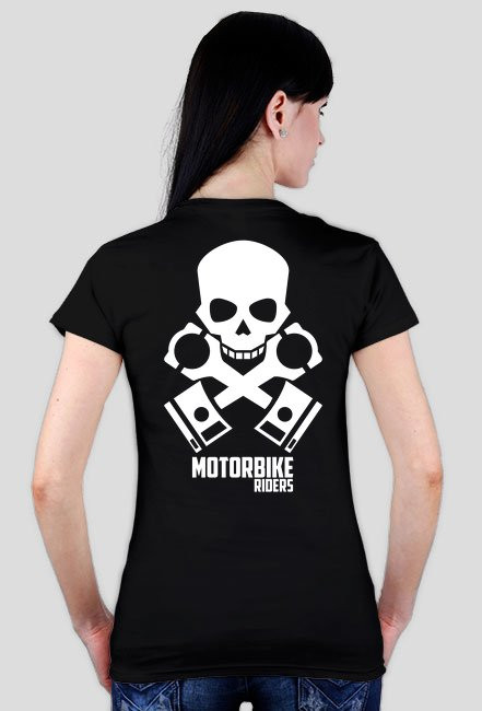 Motorbike riders skull - damska koszulka motocyklowa tył