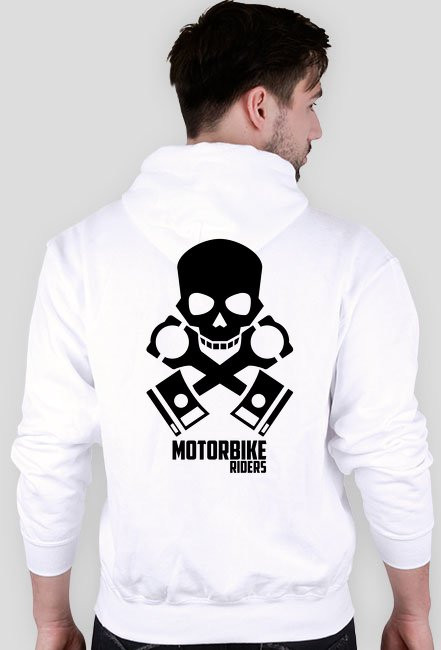 Motorbike riders skull - bluza motocyklowa white tył