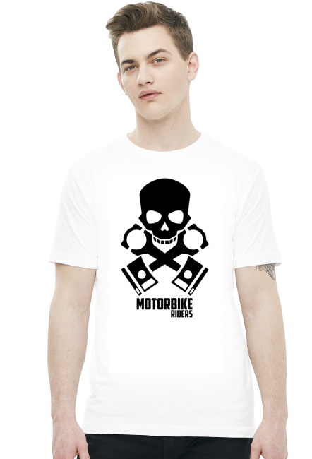 Motorbike riders skull - męska koszulka motocyklowa white
