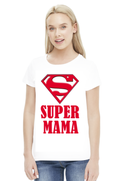Koszulka damska dla mamy - Super mama - Dzien Matki - STYLOWAKOSZULA.CUPSELL.PL – KOSZULKI I KUBKI NA PREZENT, NIETYPOWE I SMIESZNE KOSZULKI