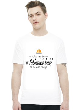 W słońcu czy śniegu - w Pobierowie lepiej niż w Kołobrzegu! (t-shirt) ciemna grafika
