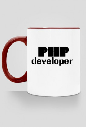 Kubek z kolorowym uchem PHP developer