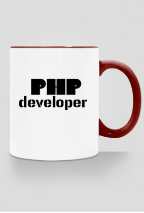 Kubek z kolorowym uchem PHP developer