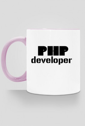 Kubek z kolorowym uchem PHP developer