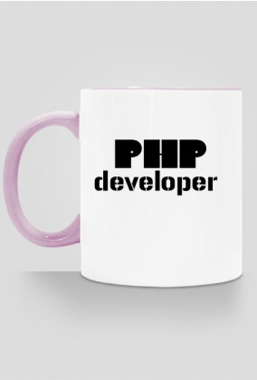 Kubek z kolorowym uchem PHP developer