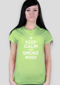 keep calm and smoke weed koszulka zielona damska