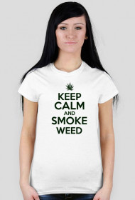 keep calm and smoke weed koszulka biała  damska