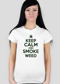 keep calm and smoke weed koszulka biała  damska