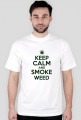 keep calm and smoke weed koszulka biała  męska