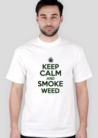 keep calm and smoke weed koszulka biała  męska
