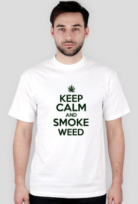 keep calm and smoke weed koszulka biała  męska