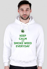 Bluza z kapturem biała - Keep calm and smoke weed everyday