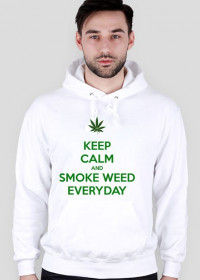 Bluza z kapturem biała - Keep calm and smoke weed everyday