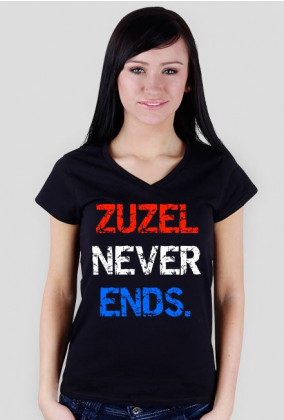 Koszulka "Zuzel never ends.", damska, dekolt V-ka