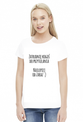 Zatrudnię kogoś do przytulania (bluzka damska) ciemna grafika