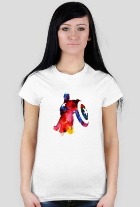 Biały damski luźny t-shirt Captain America